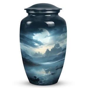 Moonlit memorial metal <b>urns</b> <b>large</b> funeral ash holders for adults cremation <b>urn</b> for human ashes decorative keepsake tribute - Product Image 1