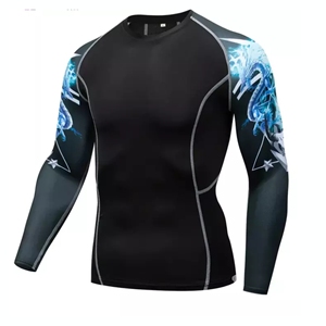 Camiseta Rash Guard de MMA y BJJ para Hombre, Adulto, Verano, Transpirable, Manga Larga, Estampado Digital, Spandex/Poliéster, Marca Fortleo - Product Image 3