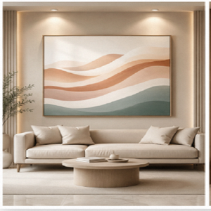 Modern Original <b>Landscape</b> Artworks Hand-<b>Painted</b> <b>Oil</b> Canvas Mountain Scene Hikers Pine Trees Realist Style Indoor Decor ARTHUB - Product Image 2