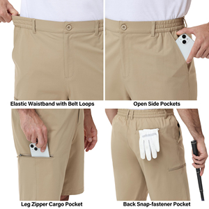 Shorts de golf pour hommes à taille haute extensible, coupe facile, pour mouvements libres, vêtements de sport actifs pour le golf - Product Image 5
