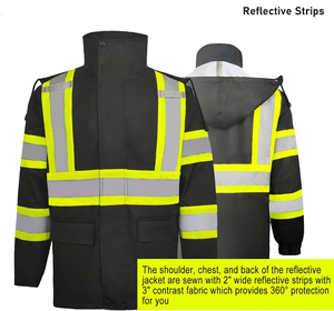 Custom <b>Winter</b> Safety Jacket Insulated Reflective Construction <b>Workwear</b> Premium Manufacturer Bulk Production - Product Image 4