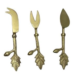 Antique Brass Cheese Knife Set & Dessert Knife Set Chic Flatware For Stylish Serving Charcuterie <b>Board</b> Luxury Cheese Cutlery Set - Product Image 1