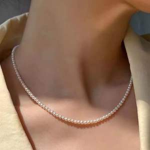 Collier en perles d'eau douce, petites perles de riz, jeune et tendance, chaîne de clavicule réglable, personnalisé - Product Image 3