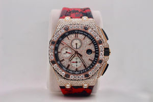 Reloj Deportivo Hip Hop Personalizado para Hombre, con Esfera Grande, Diamantes Cultivados en Laboratorio, Claridad VVS, Correa de Acero Inoxidable y Caucho, para Mujer - Product Image 2