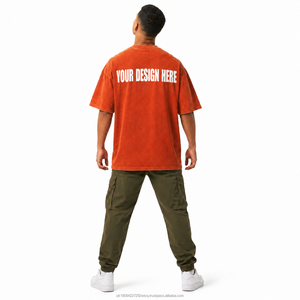 เสื้อยืดแขนสั้นทรงโอเวอร์ไซส์ผ้าฝ้าย 100% แบบเรียบ สีพื้น ซักแล้ว ไม่ผ่านการย้อมสี สำหรับผู้ชาย เป็นมิตรกับสิ่งแวดล้อม รับผลิตตามสั่ง ขายส่งจำนวนมาก พิมพ์โลโก้ตามแบบ - Product Image 3