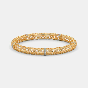Geometric Lattice Diamond Gold <b>Bangle</b> <b>Bracelet</b> - Product Image 2