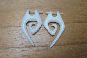 Bone <b>Dangle</b> <b>Earrings</b> – Eco Natural Carved Ethnic Accessories - Product Image 3