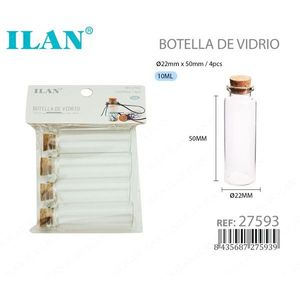 Bottiglia in vetro ILAN 22mm x 50mm 10ML con tappo in sughero per conservazione - Product Image 1
