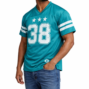 Camiseta Deportiva de Fútbol Americano para Hombre, Cuello en V, Número Desgastado, Personalizable, Fabricante OEM de Ropa Deportiva con Marca Privada - Product Image 4