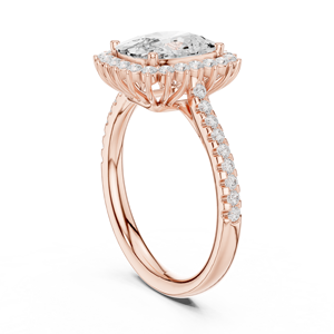Rose Gold Oval Cut Diamond Halo <b>Engagement</b> <b>Ring</b> with Pave Band for Women Romantic Style Jewelry - Product Image 3