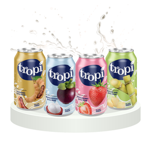 Jus de fruits tropicaux Tropi 330 ml en canette aluminium, saveurs Tamarin, Mangoustan, Fraise, Canne à sucre, Fournisseur OEM et Marque Privée - Product Image 1
