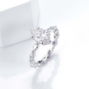 Bague de mariage de luxe en or blanc massif 14K 18K avec diamant taille marquise et pierres latérales, bijoux de mariée personnalisés pour femme - Product Image 2