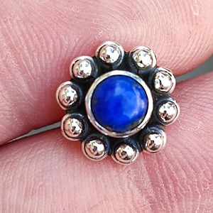 Lapis Lazuli Stud <b>Earrings</b> 925 Sterling <b>Silver</b> Handmade Statement Promise <b>Earrings</b> for Women Boho September Birthstone Jewelry - Product Image 5