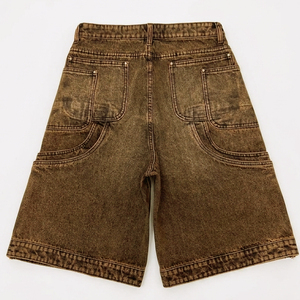 Trendy Custom Logo Printed Distressed Pockets <b>Cargo</b> Denim Short Heavyweight 100% Cotton <b>Vintage</b> <b>Cargo</b> Denim Short - Product Image 2