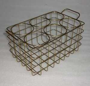 Cesta de Almacenamiento de Alambre Metálico Dorado al por Mayor con 6 Ranuras para Botellas, Soporte para Vasos de Leche de Cocina, Estante para Especias de Mesa - Product Image 1