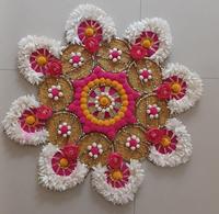 Support de bougie chauffe-plat indien traditionnel Rangoli, fleurs artificielles, métal, écologique, décoration extérieure pour bougies chauffe-plat, maison, mariage, fête