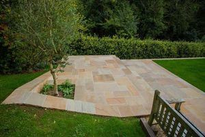 GROCON Buff Sandstone Split Surface Circle Patio <b>Kit</b> Modern Design Outdoor Use Garden Paving Set for Park & Villa (1.8m 2.4m 3m) - Product Image 4