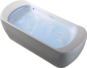 Bañera de Piedra Independiente de Estilo Moderno, Bañera de Inmersión de Superficie Sólida para Baño, Acrílico Blanco con Patrón Cuadrado - Product Image 2