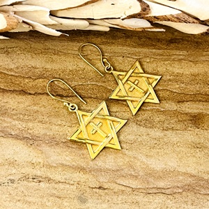 Market Favorite Star Of David <b>Cross</b> Drop <b>Earrings</b> Boho Brass <b>Earrings</b> Women 18k Gold Plated Geometric Dangles Wholesale OEM ODM - Product Image 4