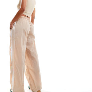 Women's High <b>Waist</b> Wide Leg Pants Solid Color <b>Elastic</b> <b>Waist</b> Loose Fit Casual Full Length Summer Breathable Polyester <b>Trousers</b> - Product Image 2