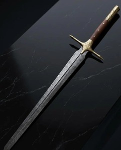 Espada Corta Hecha a Mano de Acero de Damasco, Estilo Vikingo Medieval, Full Tang con Funda, Mini Espada, Espada Vikinga - Product Image 1