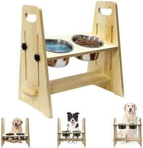 Comederos y Bebederos Automáticos Redondos para Mascotas Hechos en India, Elevados, de Madera y Acero Inoxidable, Caja de Viaje para Perros, Empaquetados para Exportación, Vendedores Indios - Product Image 6