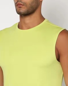 Camisetas sin mangas de punto con cuello redondo, transpirables y ecológicas para hombre, ropa de gimnasio, fitness, running, deportes, poliéster/algodón - Product Image 4
