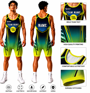 Combinaison de lutte professionnelle unisexe de haute qualité, respirante, en spandex/polyester, avec logo personnalisé et sublimation colorée - Product Image 1