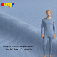 Tejido Térmico de Poliéster y Spandex, Tejido de Punto por Trama, Teñido, Suave y Cepillado, 180GSM, 94/6, Peso Medio, Elástico, Cómodo, 190cm, Capa Base