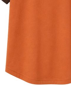 Manufacturer Orange And Dark Brown Raglan T Shirt For Men Short Sleeve Crew Neck Cotton Tee Custom Casual Color Block Streetwear - Product Image 6