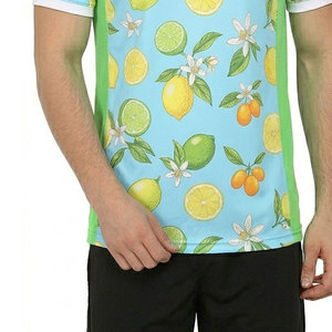 T-shirt à manches courtes pour homme, imprimé agrumes, col rond, coupe classique, style décontracté, tissu tricoté respirant - Product Image 4