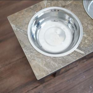 Bols surélevés pour chiens en acier inoxydable, mangeoire pour animaux de compagnie style marbre, bols surélevés pour chats avec support, support de luxe pour bols de nourriture pour animaux - Product Image 4