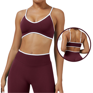 Vêtements de sport Pilates de haute qualité, respirants, pour la gym et le fitness, ensemble de yoga avec hauts et bas à taille haute croisée - Product Image 4