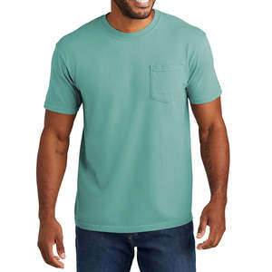 เสื้อยืดผู้ชายแขนสั้นลายเรียบสีสันตามสั่ง ราคาถูก ผ้าฝ้ายผสมโพลีเอสเตอร์ มีกระเป๋าเสื้อ - Product Image 1