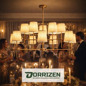 Lámpara Colgante LED Moderna con Pantalla de Tela Dorada y Hierro, Personalizable, Luz Blanca Cálida, Iluminación de Lujo para Comedor, Restaurante o Sala - Product Image 5