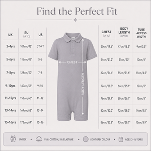 Light Grey Polo Bodysuit | Special Kids Sensory Clothing Inclusive Wear Cotton Stretch Zipper Closure Unisex All Seasons Skin - Product Image 4
