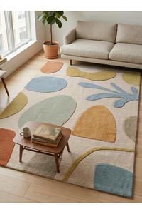 Tapis en laine anti-statique et anti-allergie, hypoallergénique, antidérapant, fait main, pour usage domestique des personnes âgées, design géométrique moderne - Product Image 4