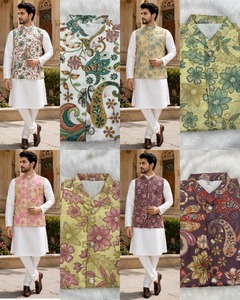 Kurta Payama en satin blanc Malai pour homme Royal 2.0 avec Koti brodé violet, tenue traditionnelle de mariage, tailles M, L, XL, 2XL - Product Image 5