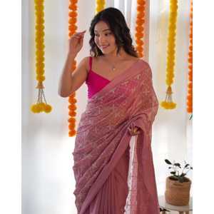 Saree de soirée de créateur avec fil et séquence pour robes de bal - Product Image 2