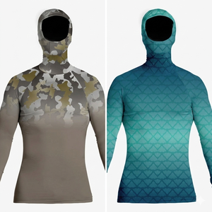 Camiseta de Protección Solar Unisex UPF50+ Antibacteriana 100% Poliéster con Capucha para Natación, Buceo, Surf, Secado Rápido, para Playa y Verano - Product Image 1