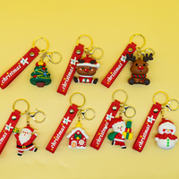 Porte-clés de Noël 3D en PVC en gros, avec logo personnalisé, Père Noël, renne, bonhomme de neige, sapin de Noël, maison, ornement de sac, porte-clés promotionnel de vacances
