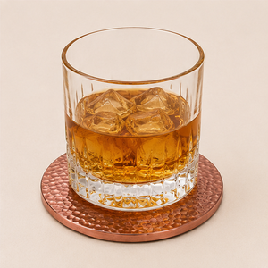 Wholesale Pure Solid Copper <b>Coaster</b> Set Luxury Hammered Design Metal <b>Drink</b> <b>Coasters</b> For Coffee Mugs Artisan Tabletop Protector - Product Image 2