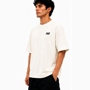 Men's <b>White</b> Cotton T-Shirt Short Sleeve O-Neck Regular Fit Casual Streetwear With Front Logo Print OEM Custom <b>Tshirts</b> for Men - Product Image 3