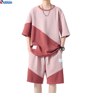 Conjunto Corto para Hombre de Alta Calidad, Diseño con Parches, Holgado, Cuello Redondo, Informal, Deportivo, para Correr, Media Manga, Transpirable - Product Image 3