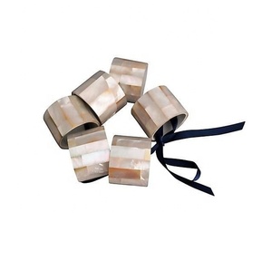 2025 Luxurious Handcrafted <b>Mother</b> Pearl Napkin <b>Rings</b> 4 Pcs Set Vibrant Colors Modern Stylish Eco-Friendly Elegant Dining - Product Image 3
