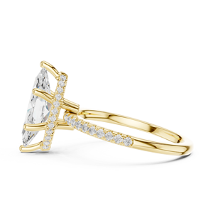 Bague de fiançailles Vinson Project en moissanite de laboratoire taille marquise éblouissante, sertie pavé, halo caché, style Art Déco, plaqué or 18 carats, certifiée GRA - Product Image 2