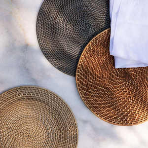 Braided Edge Rattan Placemat Round Woven Table Mat Thick Rope Border Coaster Wicker Charger Plates For Dining Table Room Decorat - Product Image 3