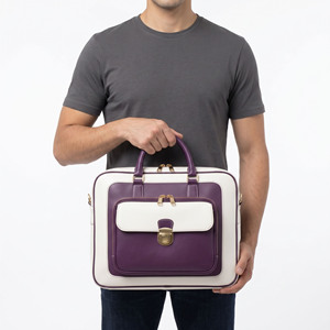 Sac messager pour ordinateur portable en cuir pour homme, sacoche pour ordinateur portable en cuir pour homme avec fermeture éclair, sac pour ordinateur portable de bureau en cuir haut de gamme pour homme - Product Image 6