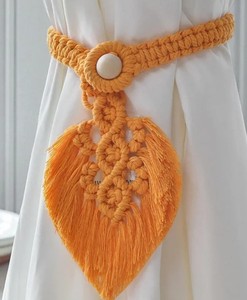 Macrame <b>Curtain</b> Tiebacks: Boho Cotton Window Decor - Product Image 1