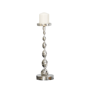 เชิงเทียนดีไซน์พิเศษสำหรับตกแต่งบ้าน สีเงินเงา ผลิตจากอะลูมิเนียมหล่อขึ้นรูป ดีไซน์เกลียว งานแฮนด์เมด ปรับแต่งได้ ชุด 3 ชิ้น - Product Image 2